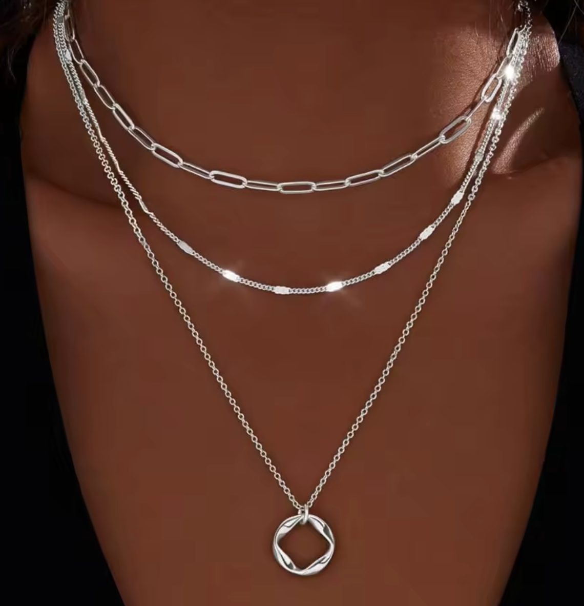 Layered 14K Gold Plated & Silver Paperclip Chain Necklace Set
