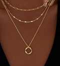 Layered 14K Gold Plated & Silver Paperclip Chain Necklace Set