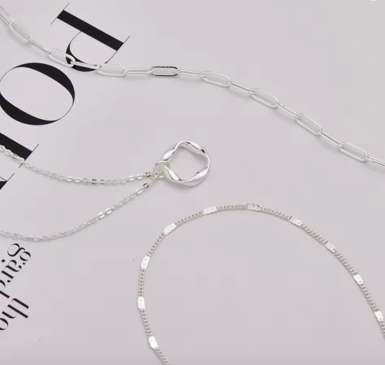 Layered 14K Gold Plated & Silver Paperclip Chain Necklace Set