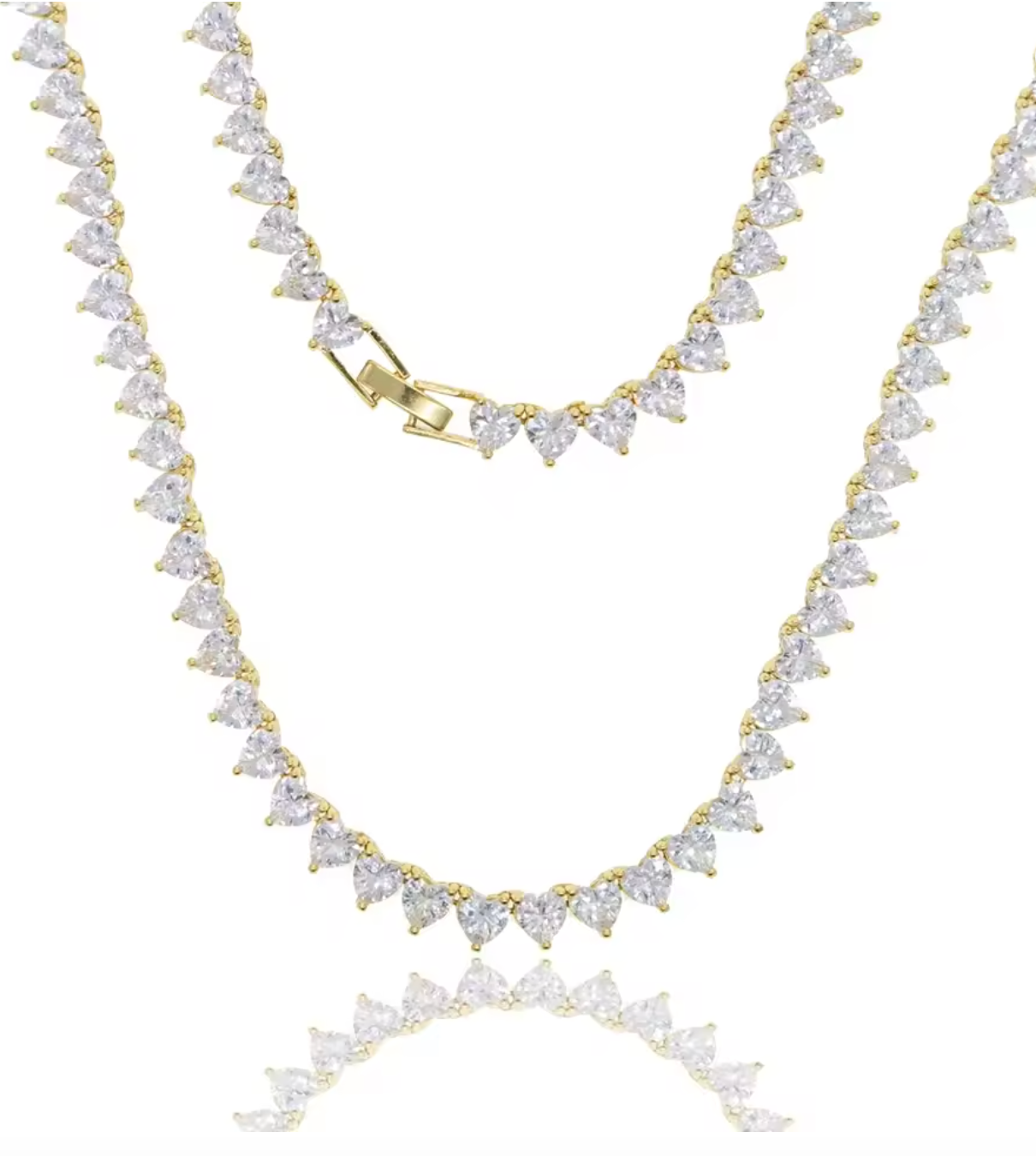 Heart Shape CZ Iced Out Bling Tennis Necklace for Women