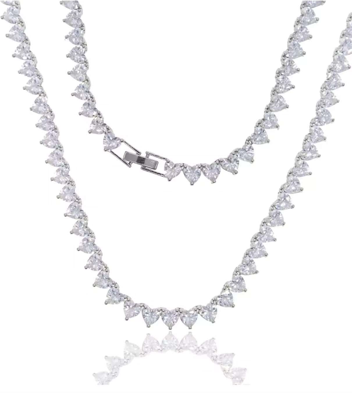 Heart Shape CZ Iced Out Bling Tennis Necklace for Women
