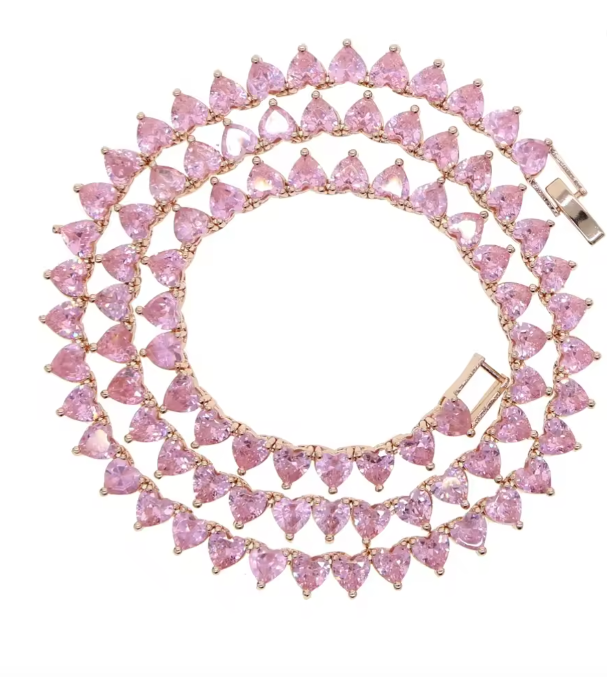 Heart Shape CZ Iced Out Bling Tennis Necklace for Women
