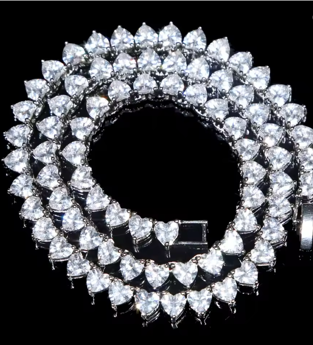 Heart Shape CZ Iced Out Bling Tennis Necklace for Women