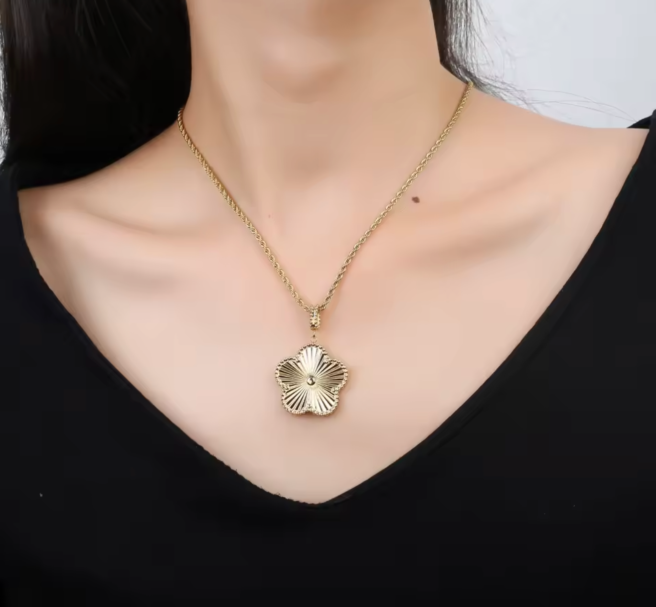 Luxury Stainless Steel Laser Sweater Chain Necklace