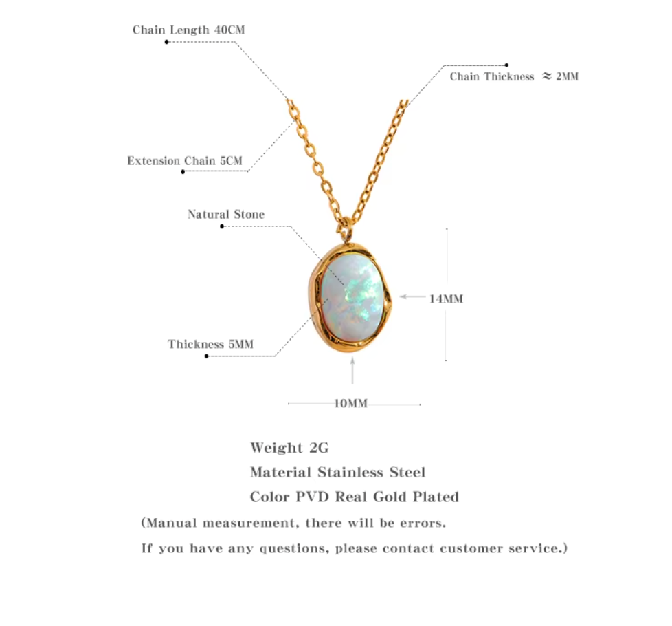 Stylish Opal Stone Minimalist Pendant Necklace