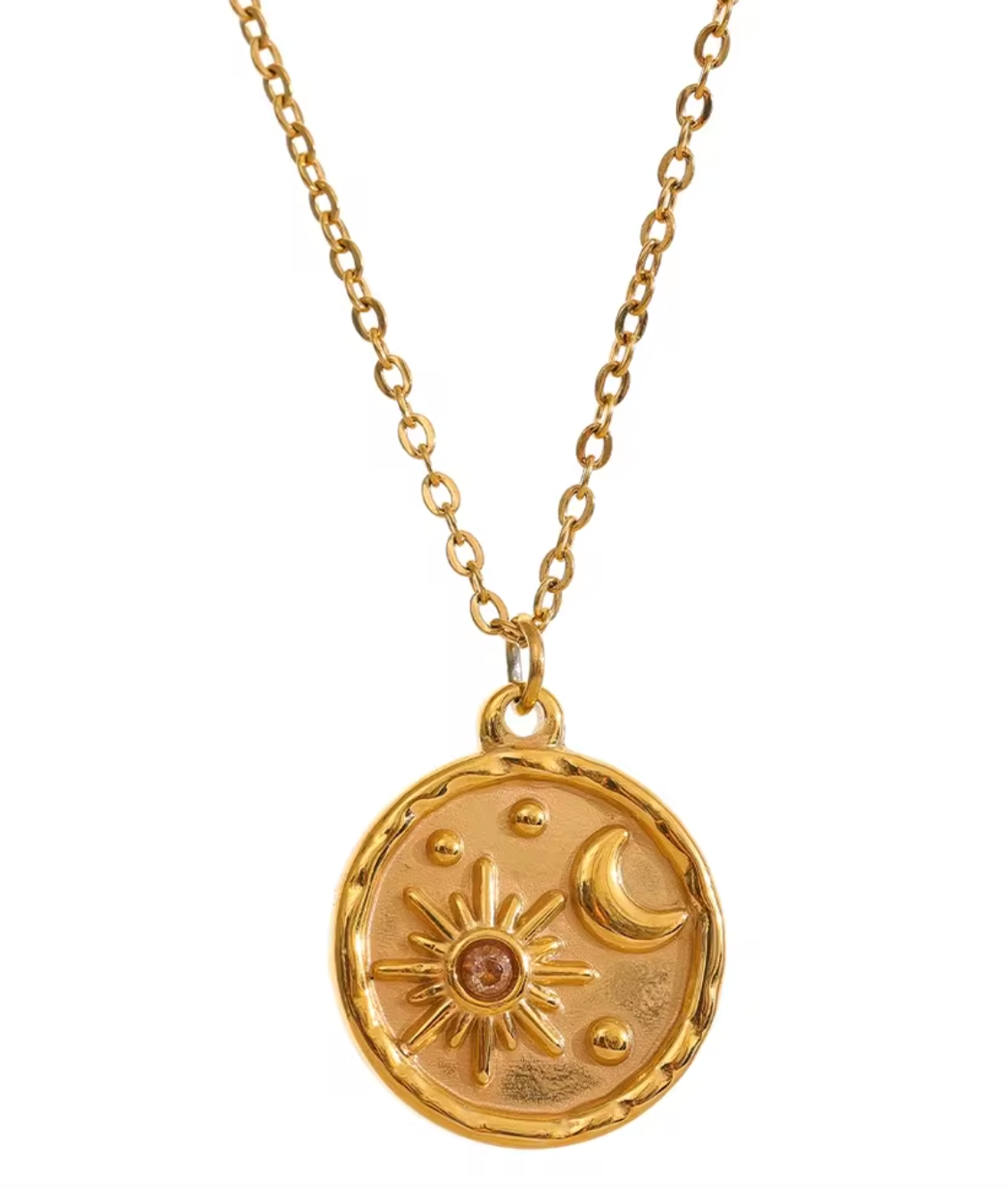 Fashion Celestial Moon & Sun Round Pendant Necklace