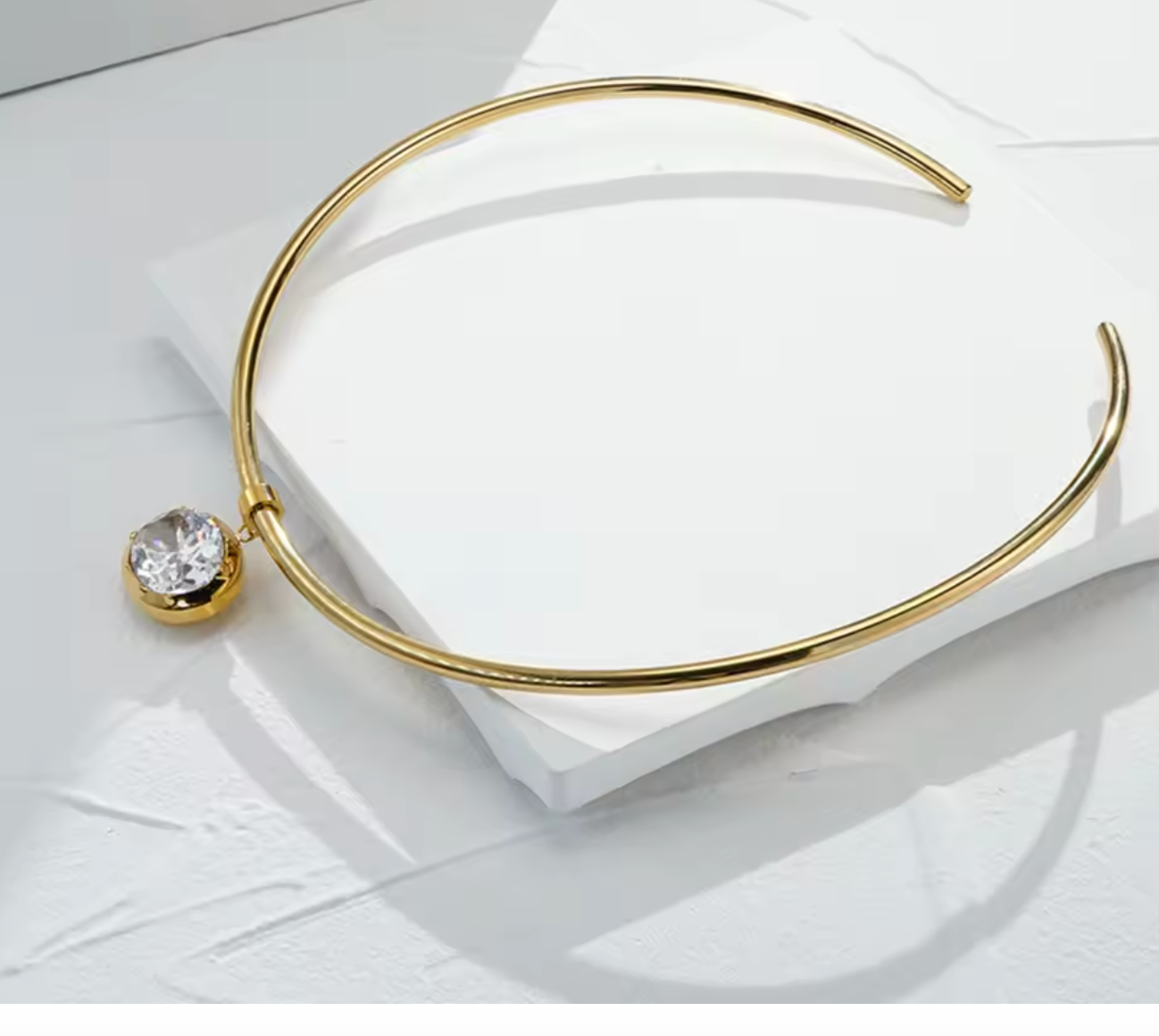 18K Gold Plated Minimalist Luxury Oval Hoop Choker Necklace