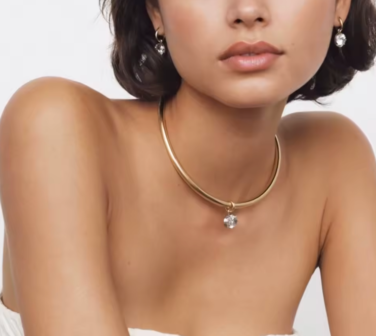 18K Gold Plated Minimalist Luxury Oval Hoop Choker Necklace