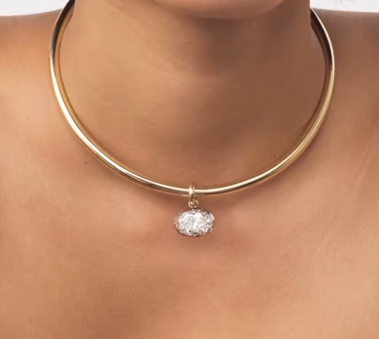18K Gold Plated Minimalist Luxury Oval Hoop Choker Necklace