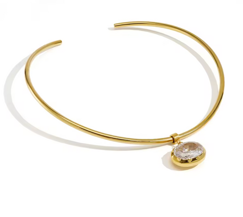 18K Gold Plated Minimalist Luxury Oval Hoop Choker Necklace