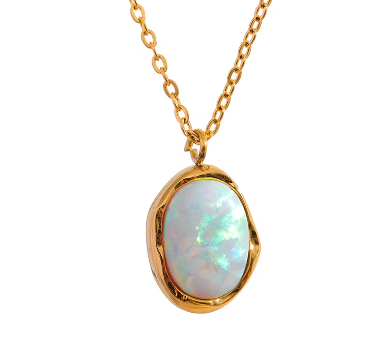 Stylish Opal Stone Minimalist Pendant Necklace