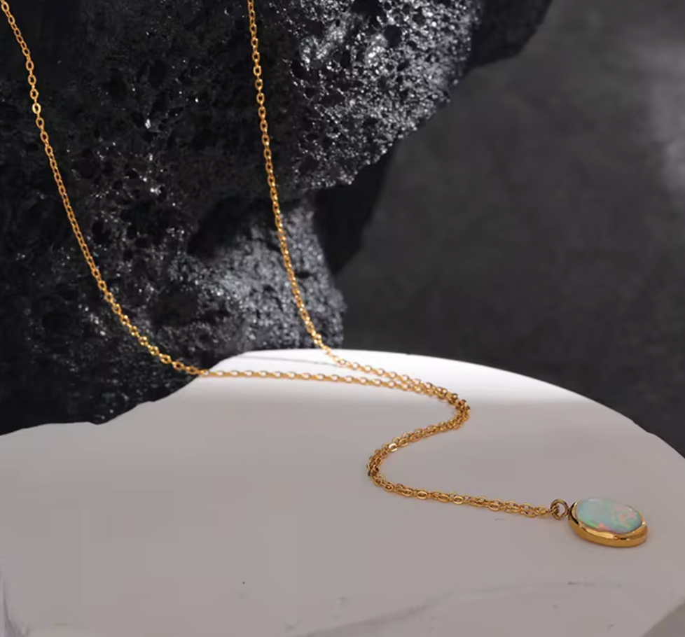 Stylish Opal Stone Minimalist Pendant Necklace